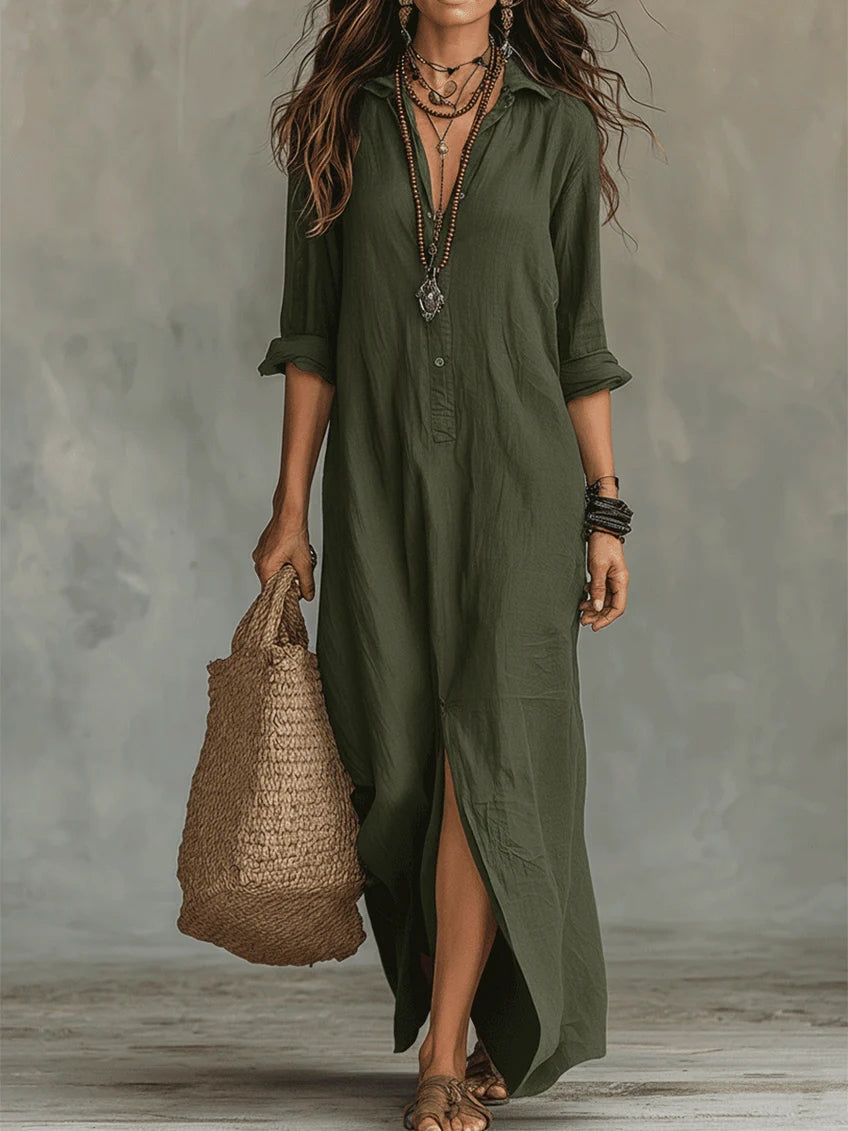 Hattie™ Vestido largo con botones