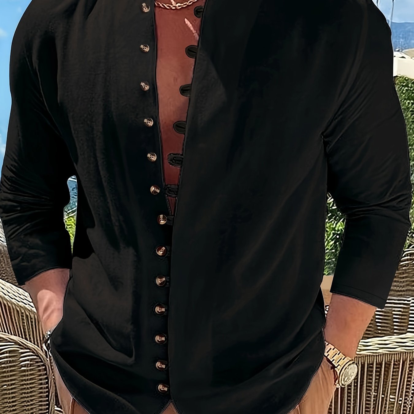 Haviron™ Camisa Retro para Hombre de Manga Larga y Corte Suelto