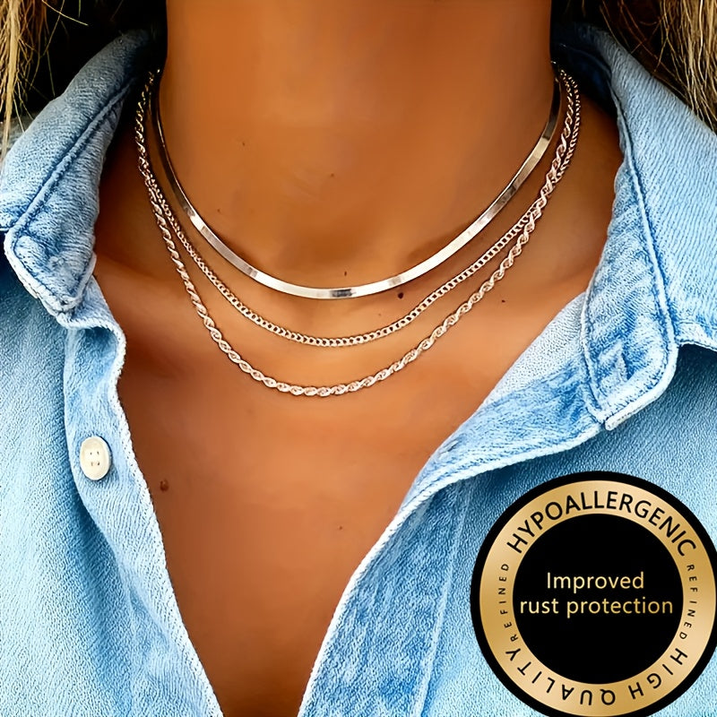 Winsley™ Collar Elegante de Tres Capas con Acabado Dorado