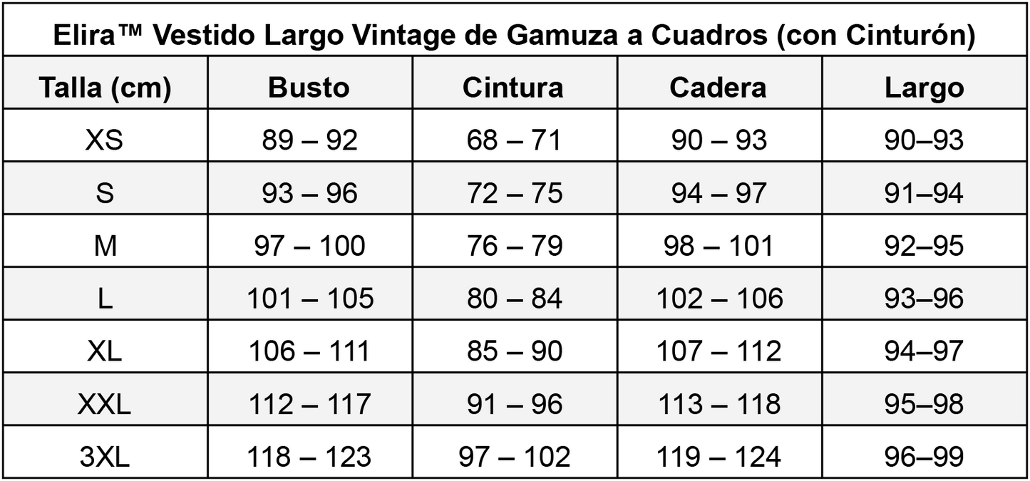 Elira™ Vestido Largo Vintage de Gamuza a Cuadros (con Cinturón)