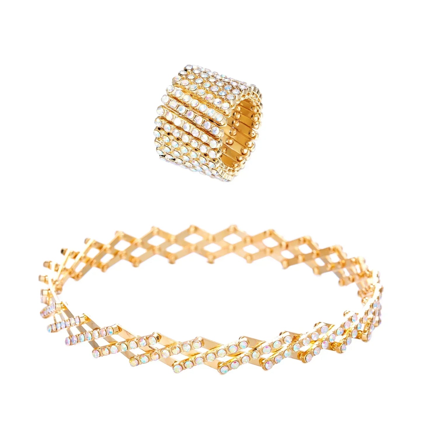 Carys™ Set de Anillo y Pulsera en Acabado Dorado Elegante