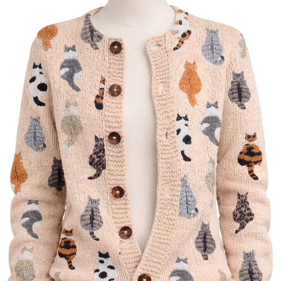 Vessina™ Cardigan Artístico con Estampado de Gatos