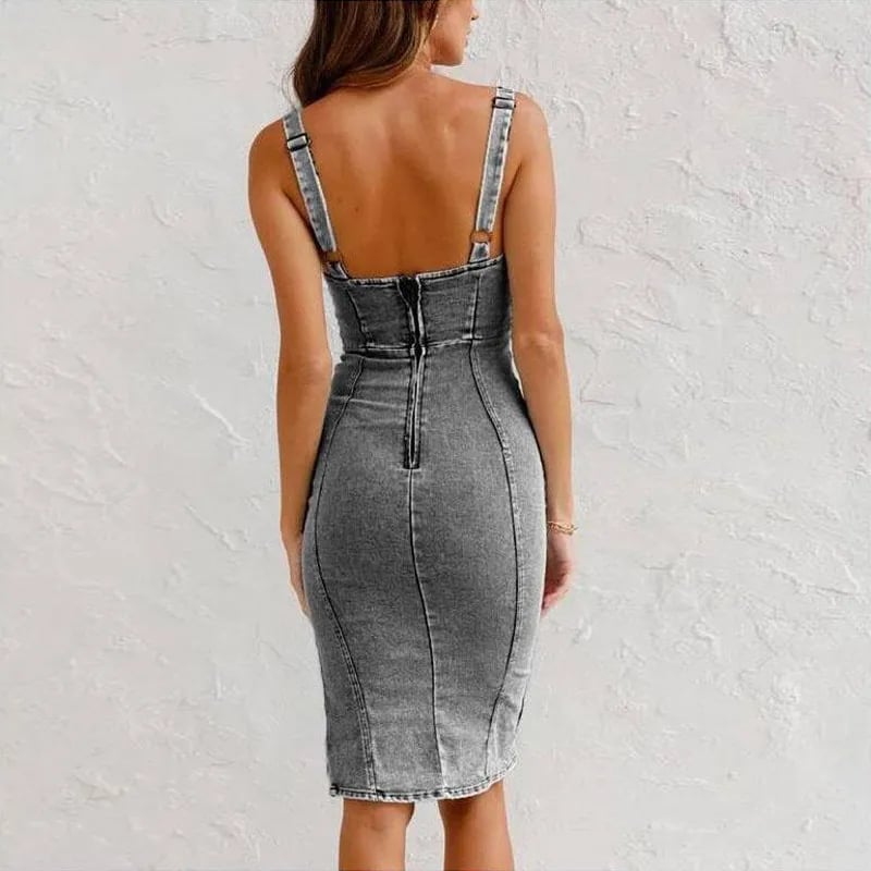Delira™ Vestido de Mezclilla Ajustado para Mujer con Cinturón Ajustable