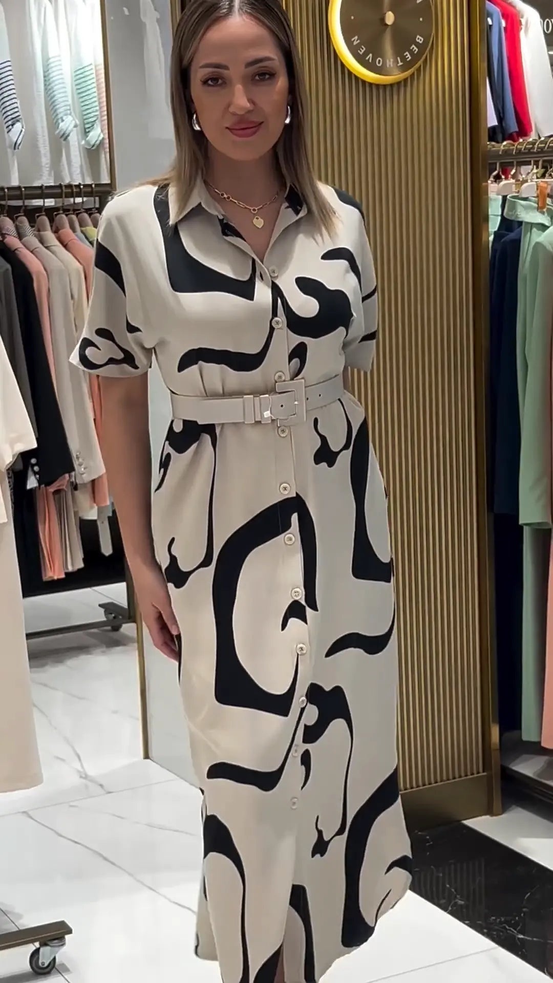 Jolira™ Vestido elegante de cintura ajustada con estampado irregular