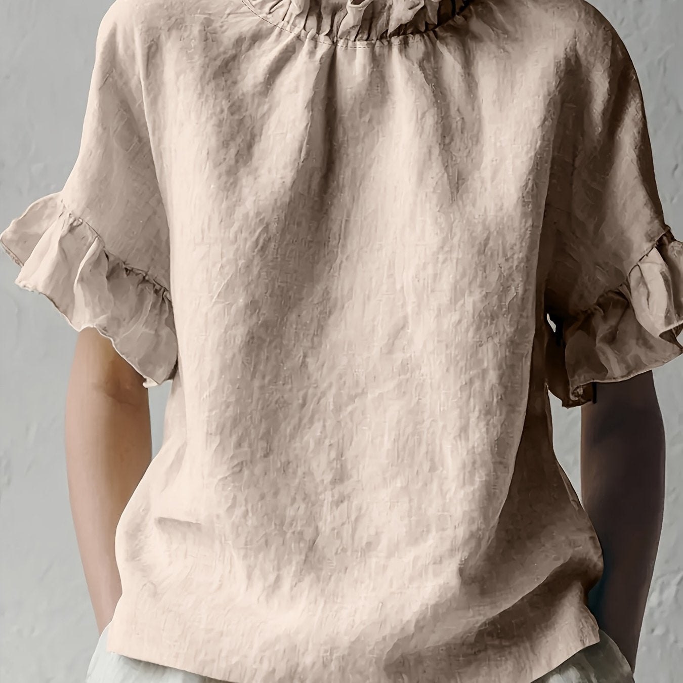 Yuna™ Blusa Casual de Color Sólido con Cuello Elegante