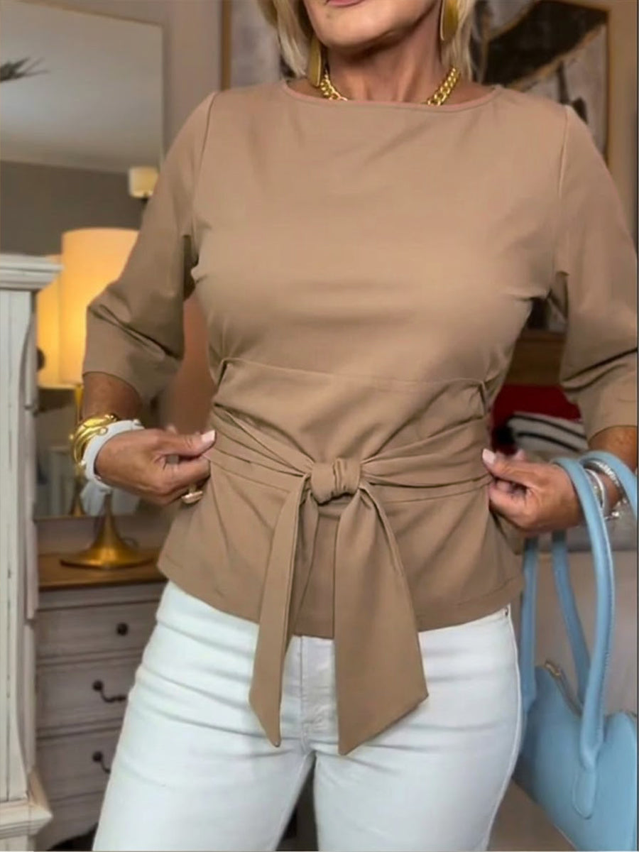 Darelle™ Blusa Suelta de Algodón para Mujer con Detalle de Amarre