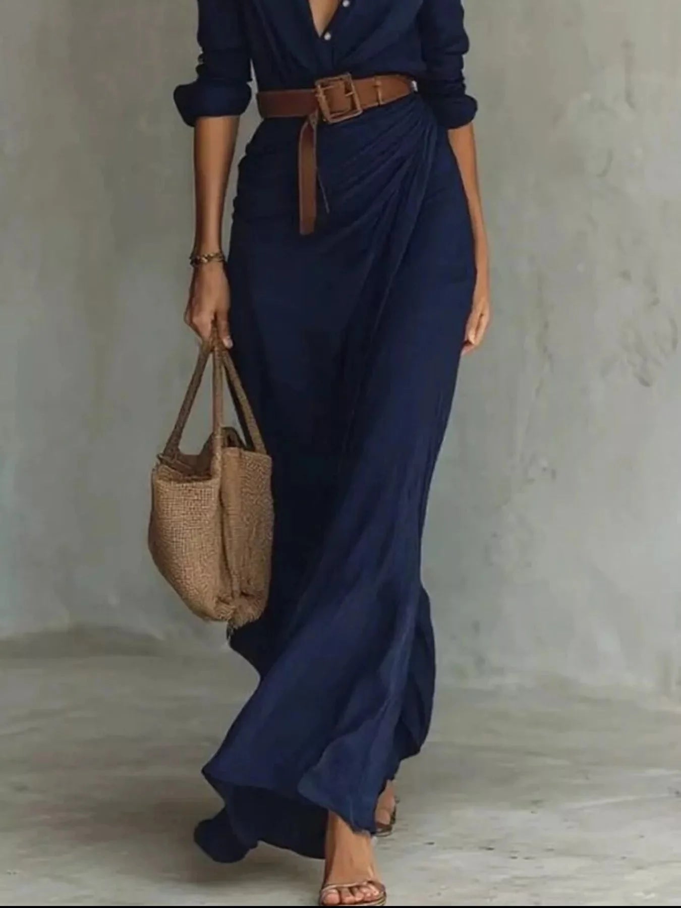 Auvéra™ Vestido maxi versátil de manga larga para look elegante