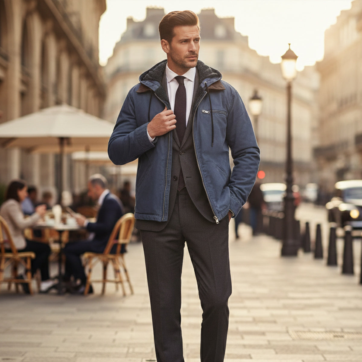 Altierié™ Chaqueta moderna con capucha y forro térmico para hombre