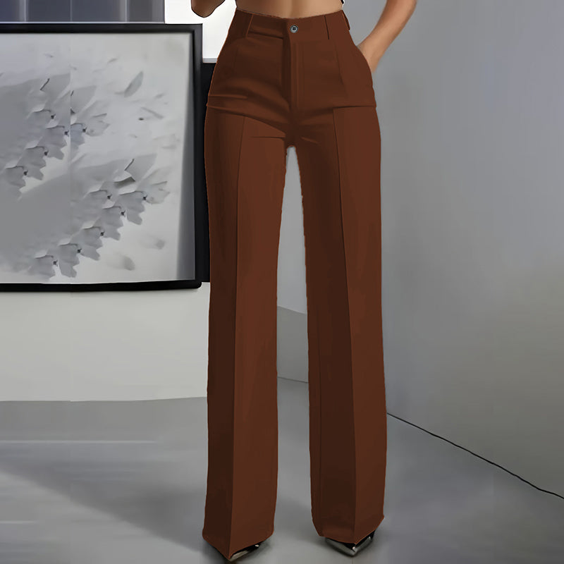 Yarevée™ Pantalón de Traje Tiro Alto Corte Recto