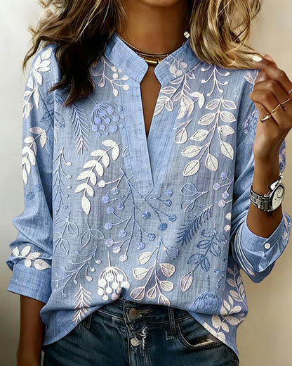 Kenzie™ Blusa de V Floral Suave