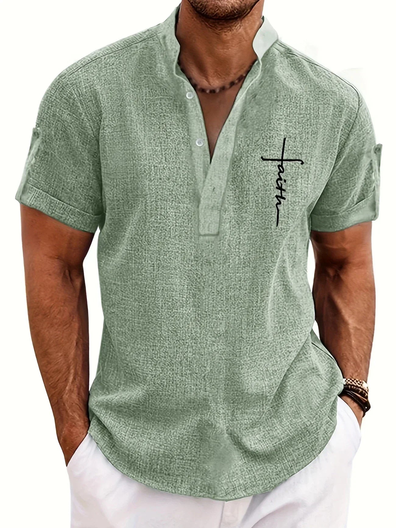 Hayes™ Camisa elegante de manga corta y cuello alto