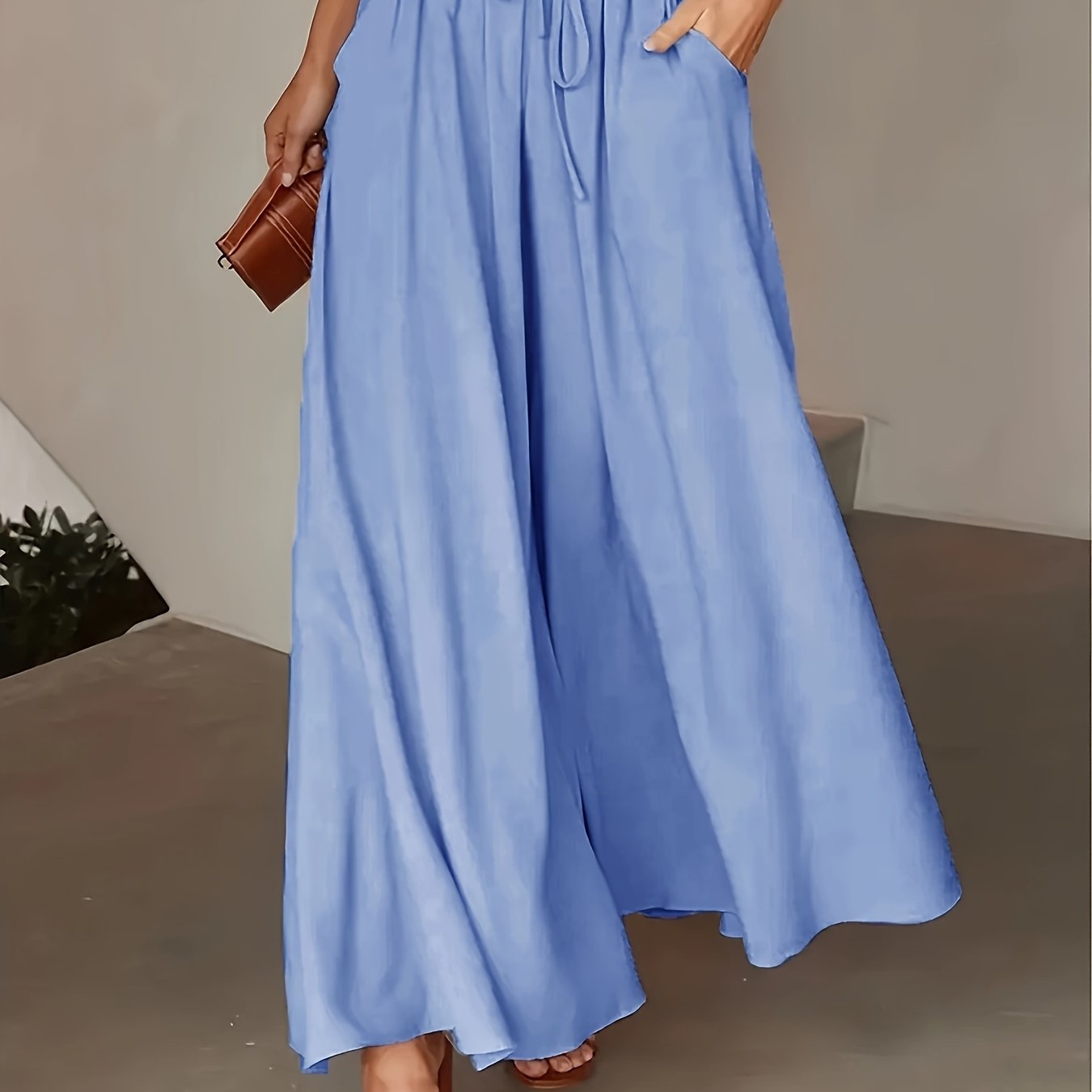 Corae™ Pantalones Sueltos de Pierna Ancha con Cintura Alta y Cordón