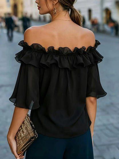 Bruvelle™ Blusa Elegante de Hombros Descubiertos con Manga Corta