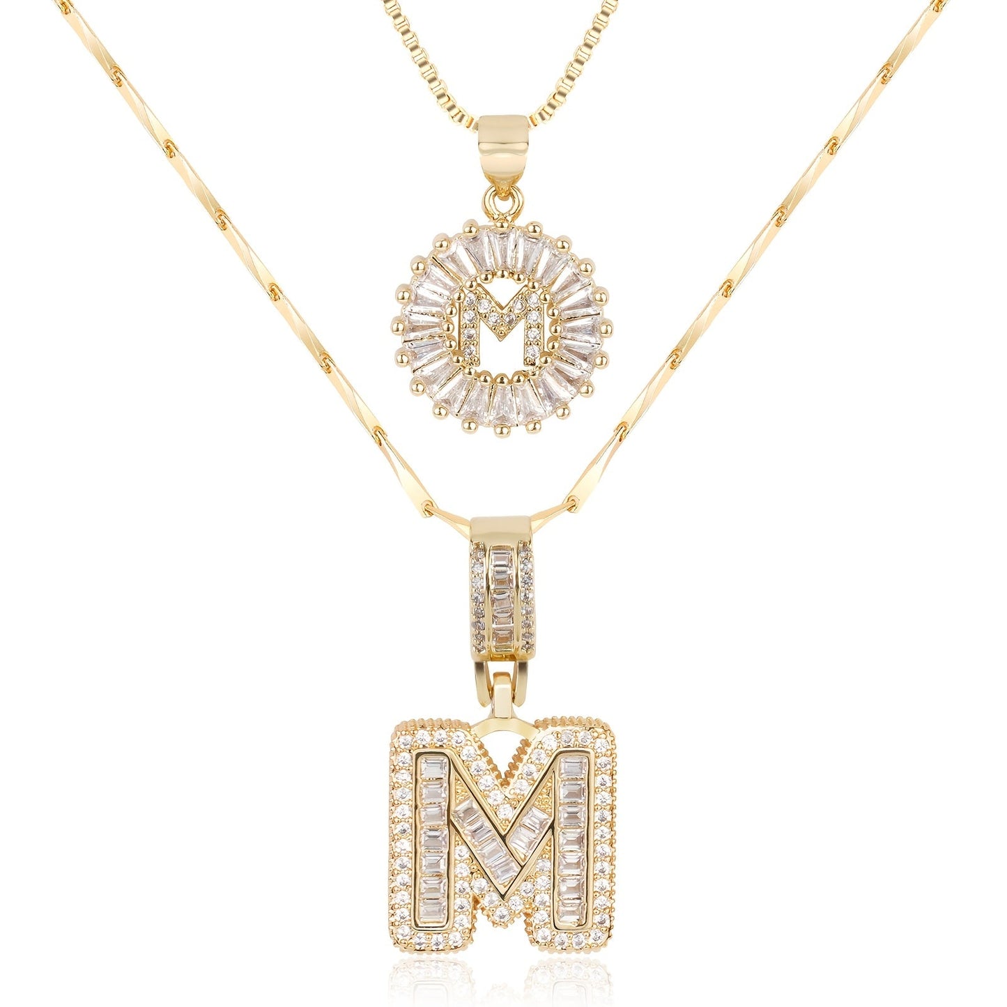 Primrose™ Collares Iniciales de Letra con Diamantes de 14k (2 piezas)