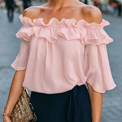 Bruvelle™ Blusa Elegante de Hombros Descubiertos con Manga Corta