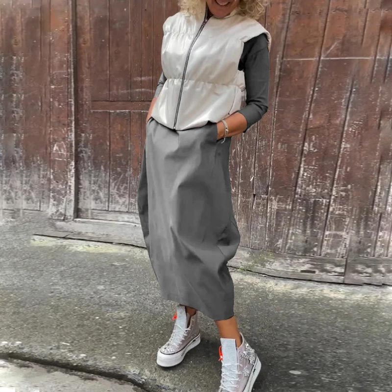 Caelune™ Vestido elegante y sencillo con bolsillos para mujer