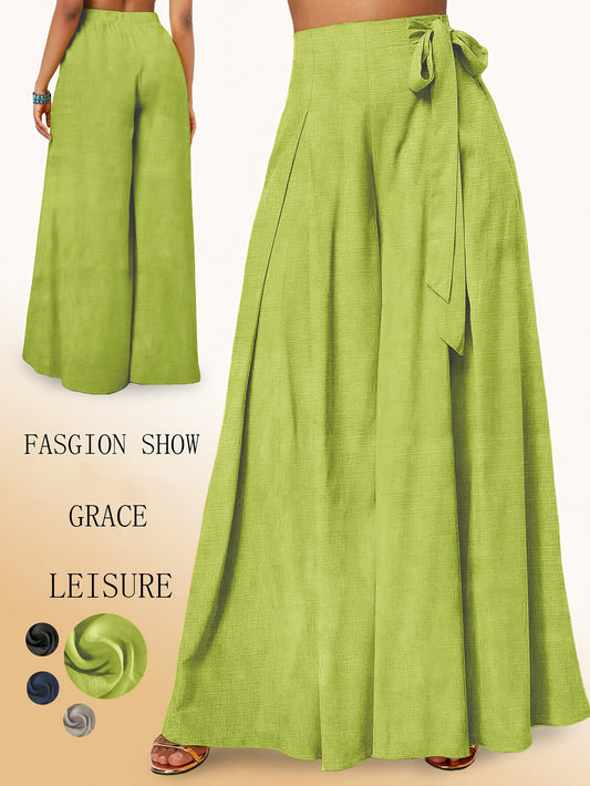 Valerie | Pantalón de Pierna Ancha con Cintura Alta y Lazo Elegante