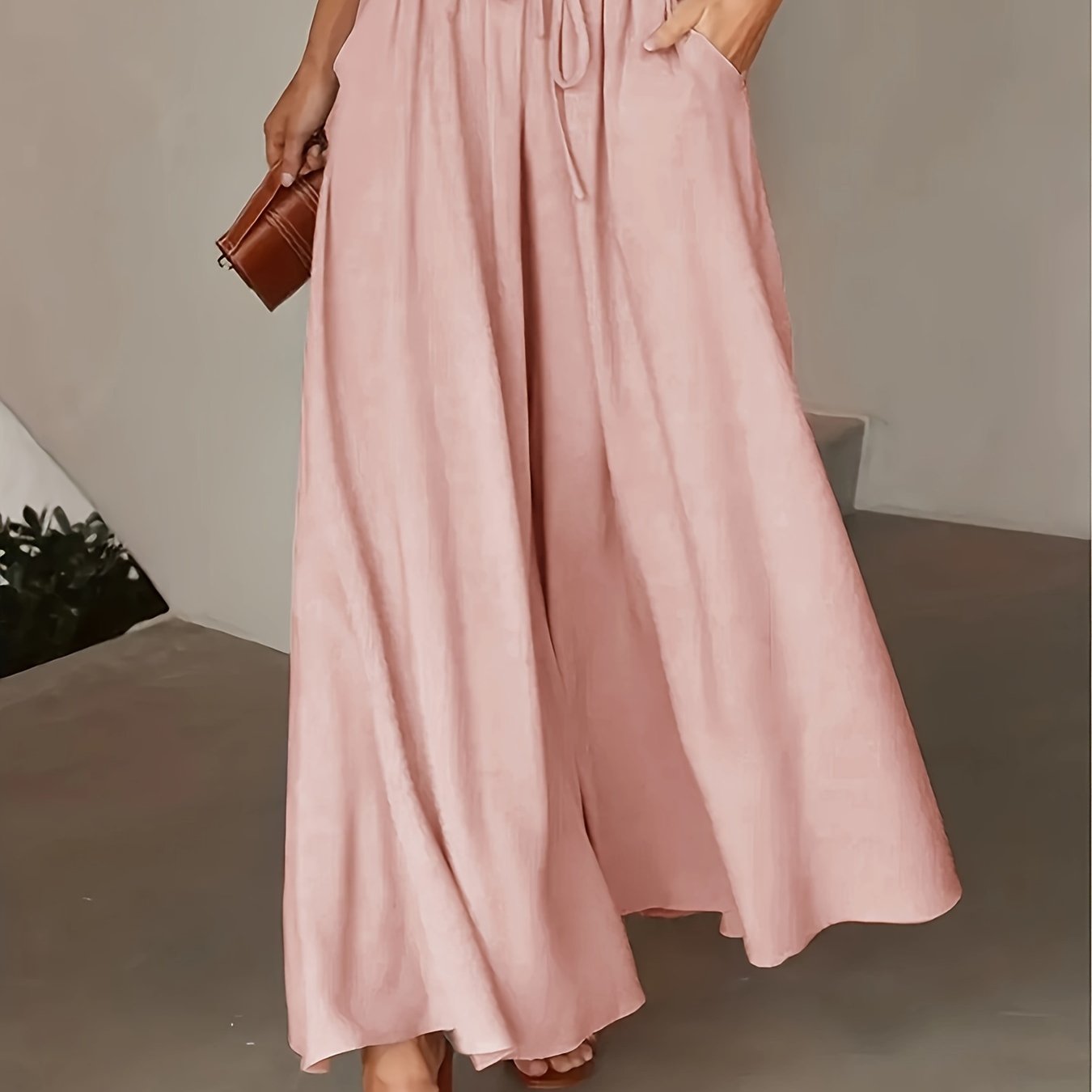 Corae™ Pantalones Sueltos de Pierna Ancha con Cintura Alta y Cordón