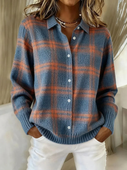 Noréa™ Cardigan Punto Cuadros Luz Tenue