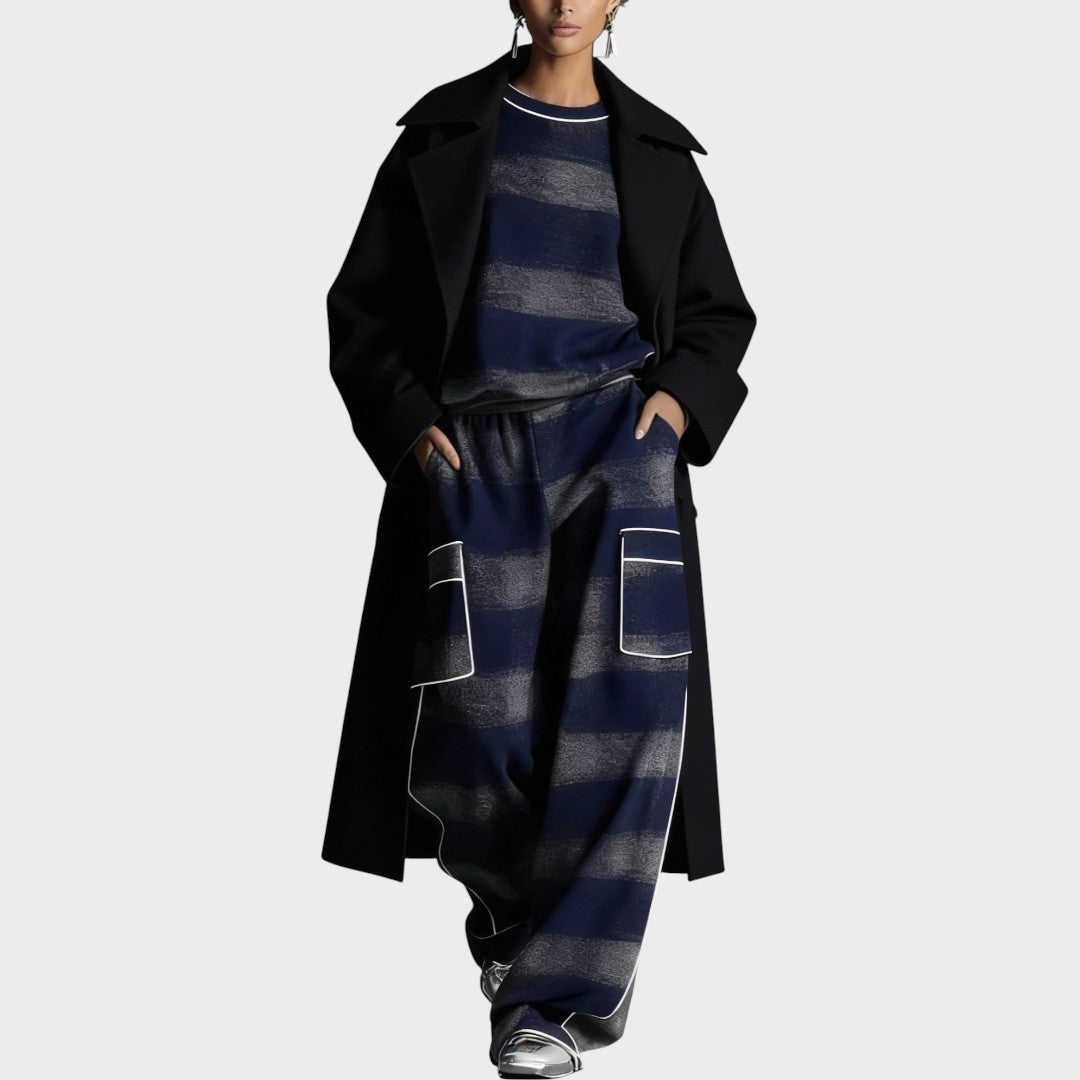 Orlena™ Conjunto de punto moderno con pantalón y suéter femenino
