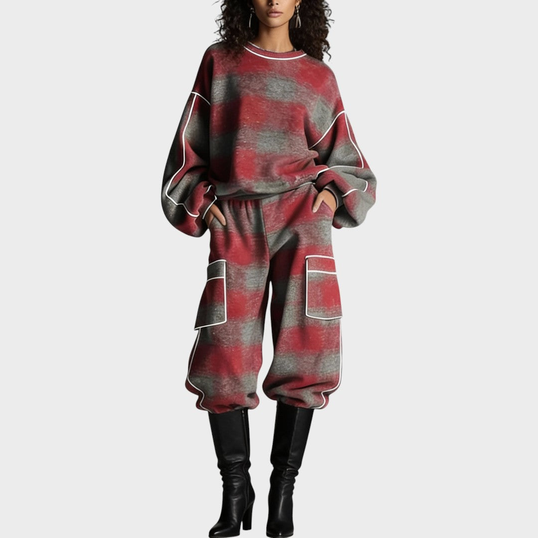 Orlena™ Conjunto de punto moderno con pantalón y suéter femenino