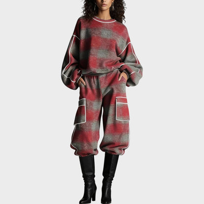 Orlena™ Conjunto de punto moderno con pantalón y suéter femenino