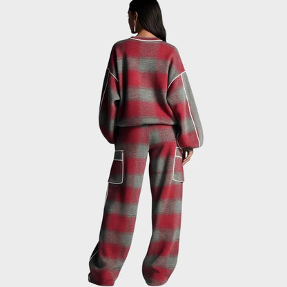Orlena™ Conjunto de punto moderno con pantalón y suéter femenino