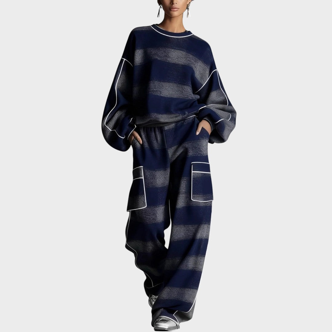 Orlena™ Conjunto de punto moderno con pantalón y suéter femenino