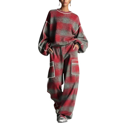Orlena™ Conjunto de punto moderno con pantalón y suéter femenino