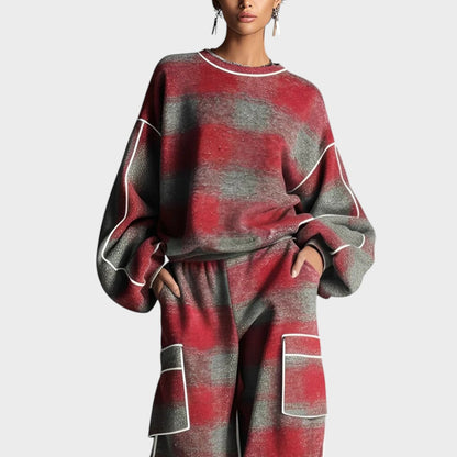 Orlena™ Conjunto de punto moderno con pantalón y suéter femenino