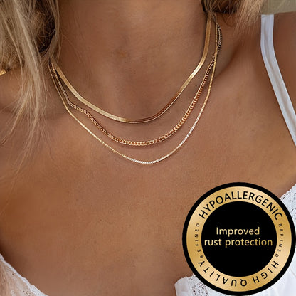 Winsley™ Collar Elegante de Tres Capas con Acabado Dorado