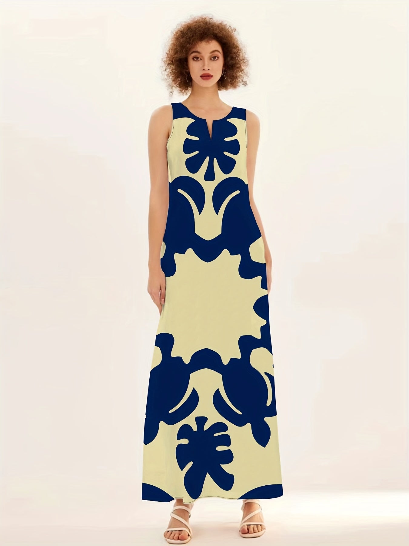 Giana™ Vestido Bohemio Estampado con Escote en V y Corte Amplio
