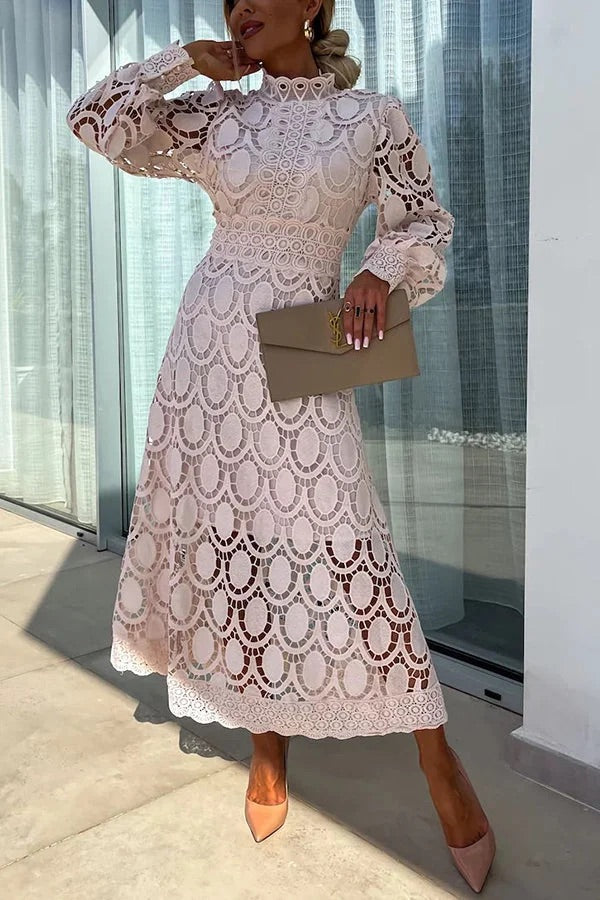 Bloom™ Vestido Midi de Fiesta con Mangas de Encaje