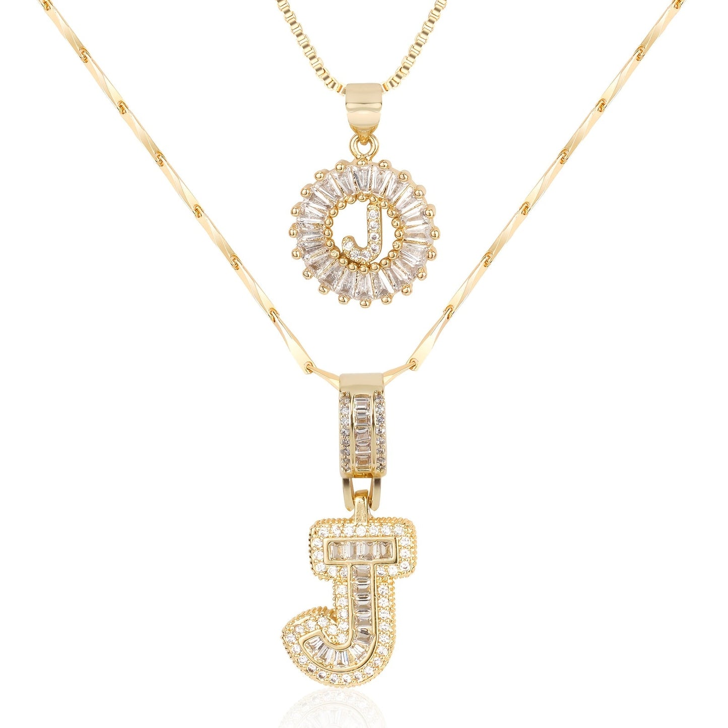 Primrose™ Collares Iniciales de Letra con Diamantes de 14k (2 piezas)