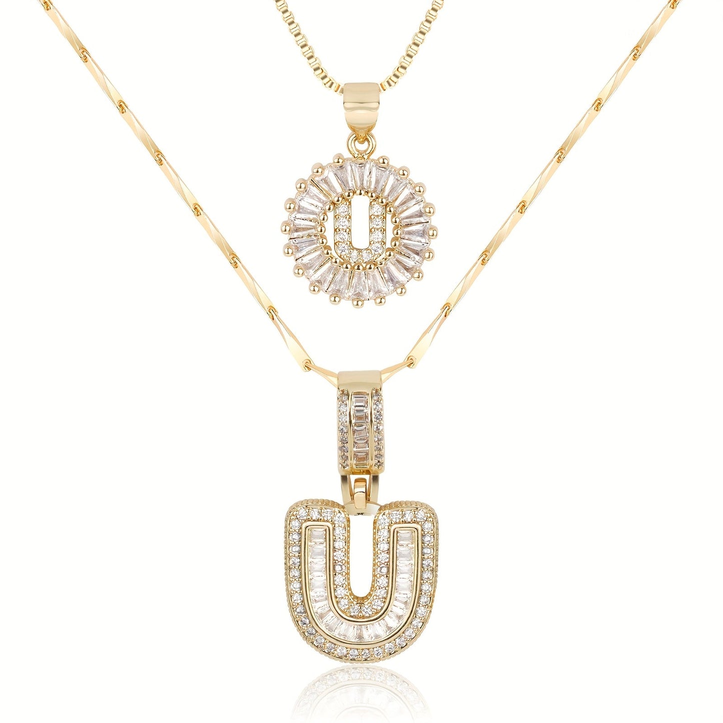 Primrose™ Collares Iniciales de Letra con Diamantes de 14k (2 piezas)