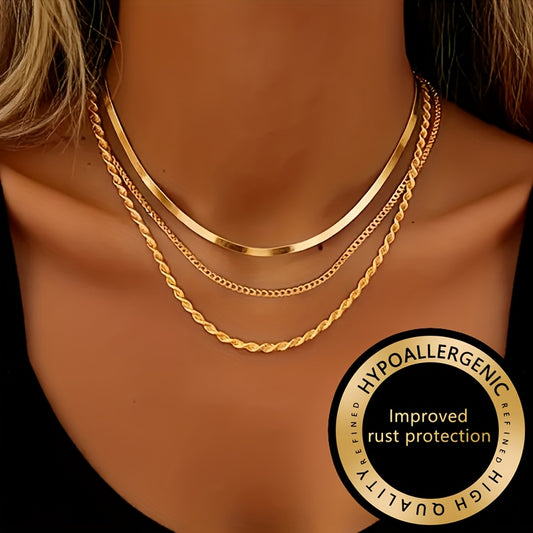 Winsley™ Collar Elegante de Tres Capas con Acabado Dorado