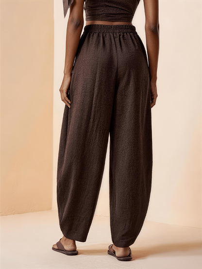 Droveaux™ Pantalón Recto Elegante con Cintura Elástica y Pliegues