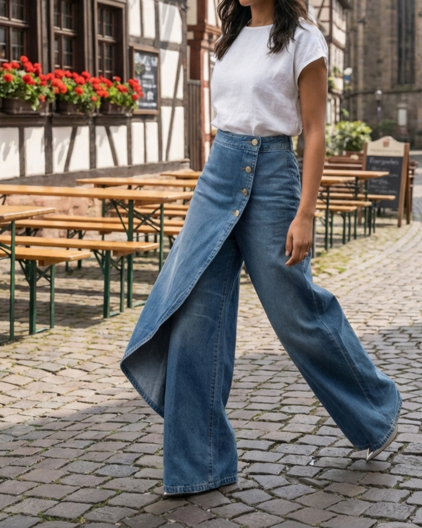 Quenira™ Pantalones de Mezclilla Envolventes con Ajuste Favorecedor