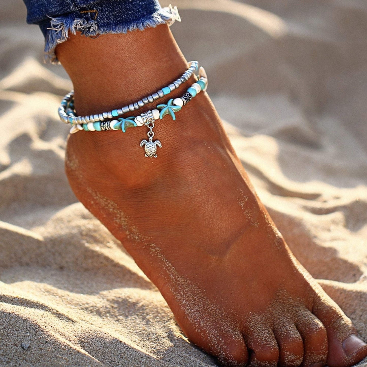 Islyn™ Tobillera de Estrella de Mar y Tortuga Playa