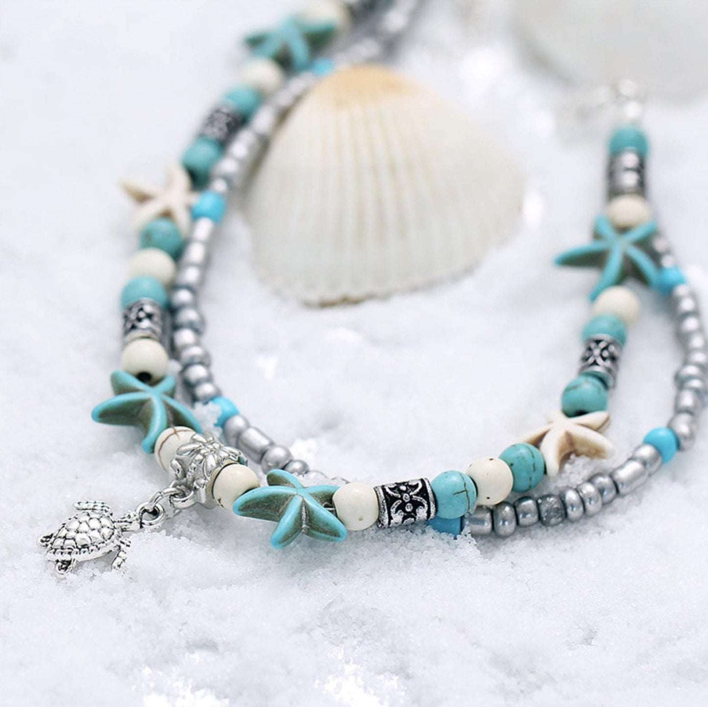 Islyn™ Tobillera de Estrella de Mar y Tortuga Playa