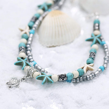 Islyn™ Tobillera de Estrella de Mar y Tortuga Playa