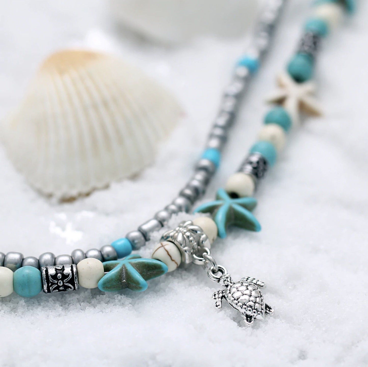 Islyn™ Tobillera de Estrella de Mar y Tortuga Playa