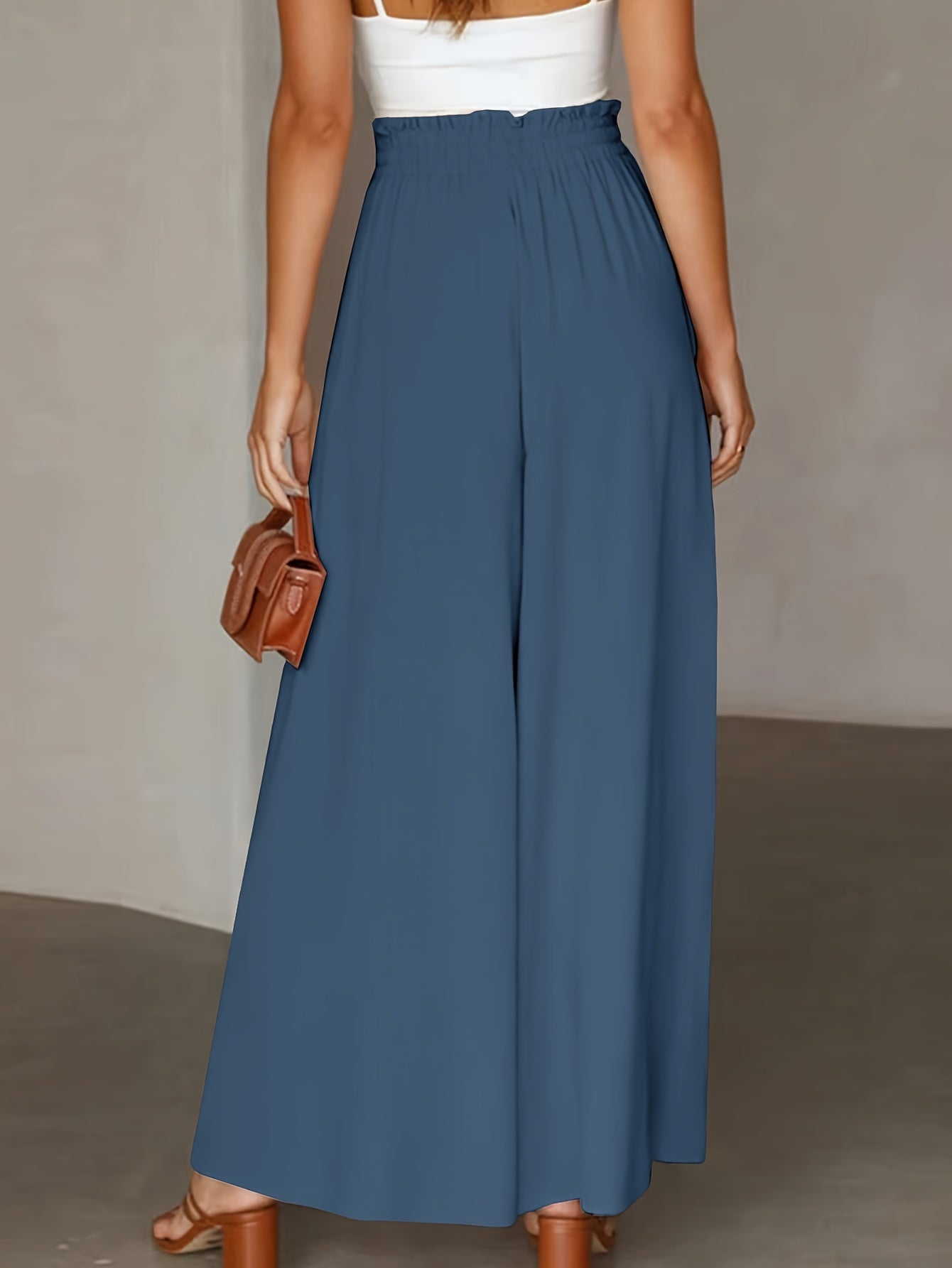 Corae™ Pantalones Sueltos de Pierna Ancha con Cintura Alta y Cordón