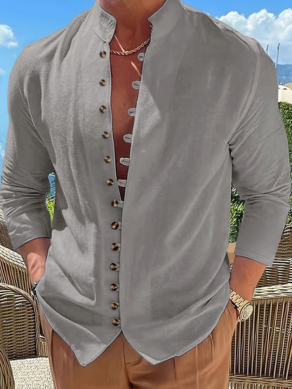 Haviron™ Camisa Retro para Hombre de Manga Larga y Corte Suelto