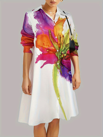 Emily | Vestido Elegante de Impresión de Moda de Manga Corta