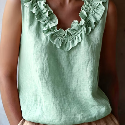 Katherine | Camisa Sin Mangas con Volantes de Corte Suelto para Primavera/Verano