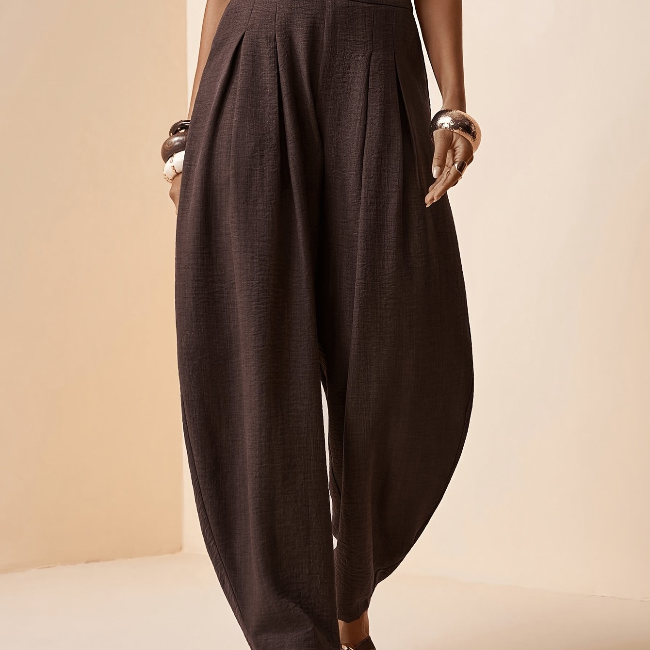 Droveaux™ Pantalón Recto Elegante con Cintura Elástica y Pliegues