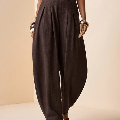 Droveaux™ Pantalón Recto Elegante con Cintura Elástica y Pliegues