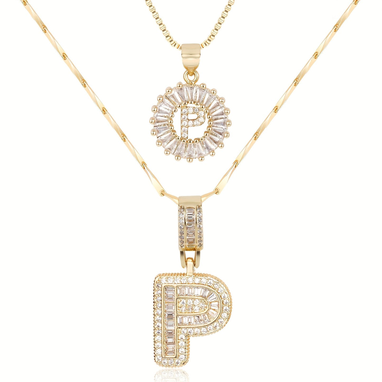 Primrose™ Collares Iniciales de Letra con Diamantes de 14k (2 piezas)