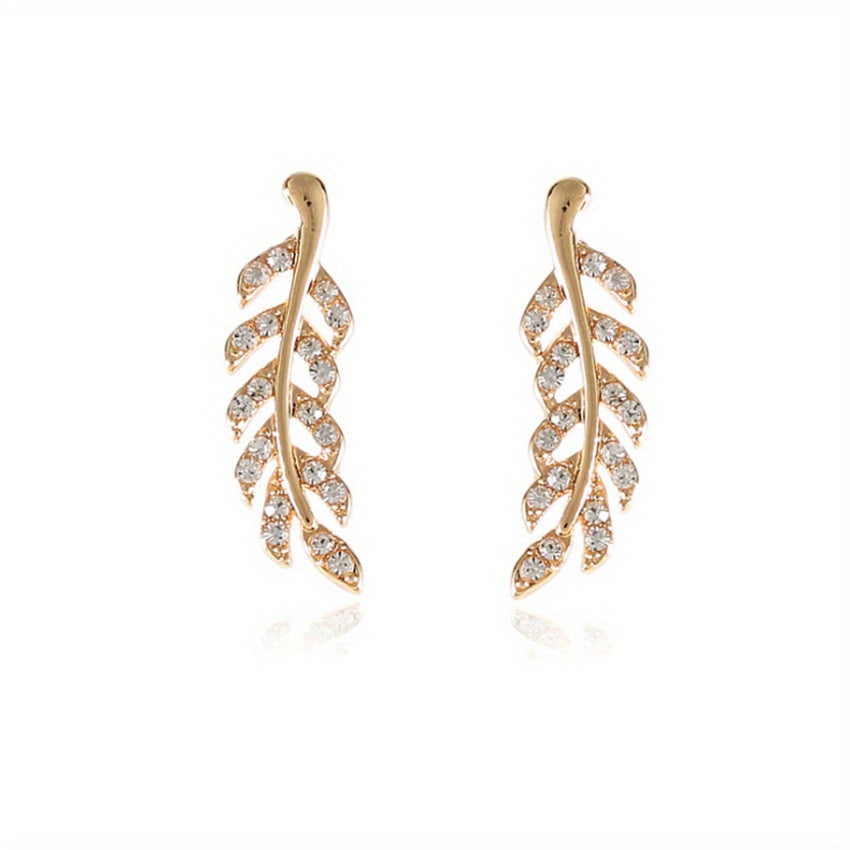Hensleyra™ Aretes Elegantes de Hoja con Diseño Hueco y Acabado Dorado